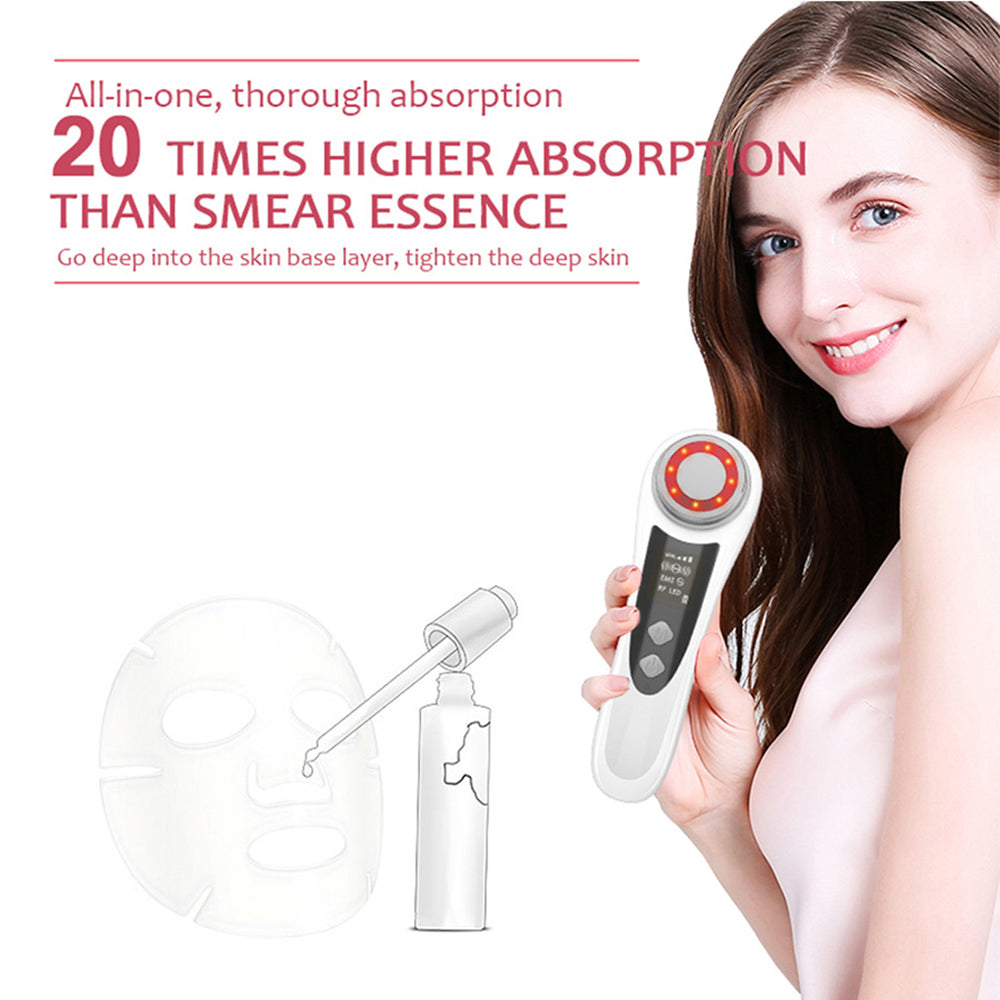 RF & EMS Multi Functional Beauty Devices With Red Blue Light Therapy, Deep Cleansing On Skin Care Tools