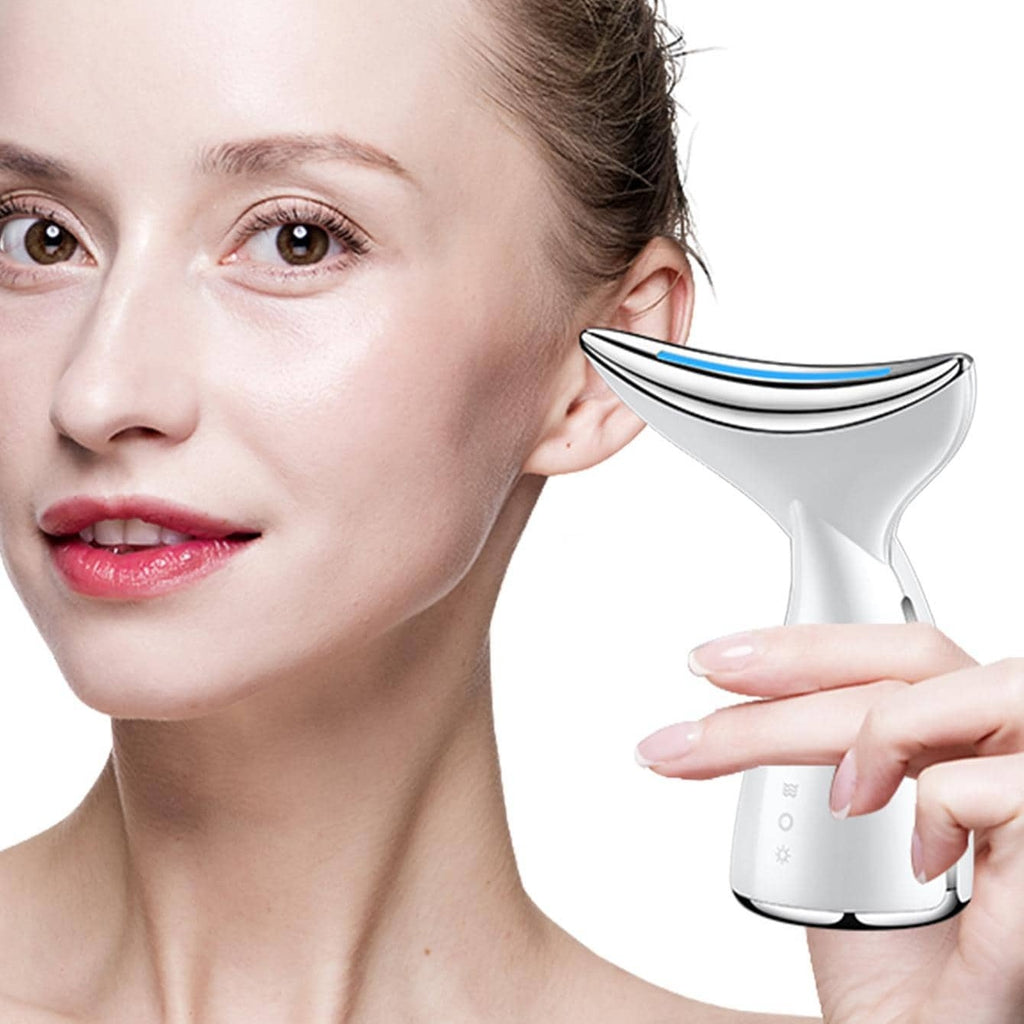 Face And Neck Tightening Device, Firm And Tightens Sagging Skin Face Neck Massager, Beauty Facial Massager For Women And Men - White